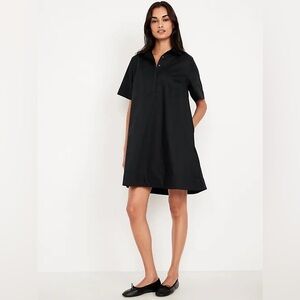 Old Navy Mini Swing Shirt Dress in Black 100% Cotton Large Tall